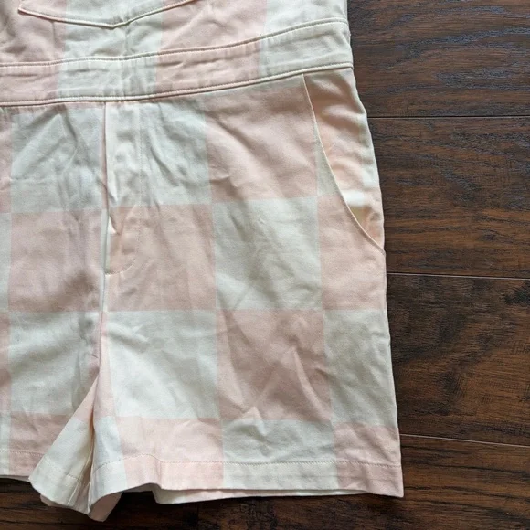 Anthropology Checkered Overalls Cotton Hipster Hippie Romper Hutch Shorts - Picture 12 of 14